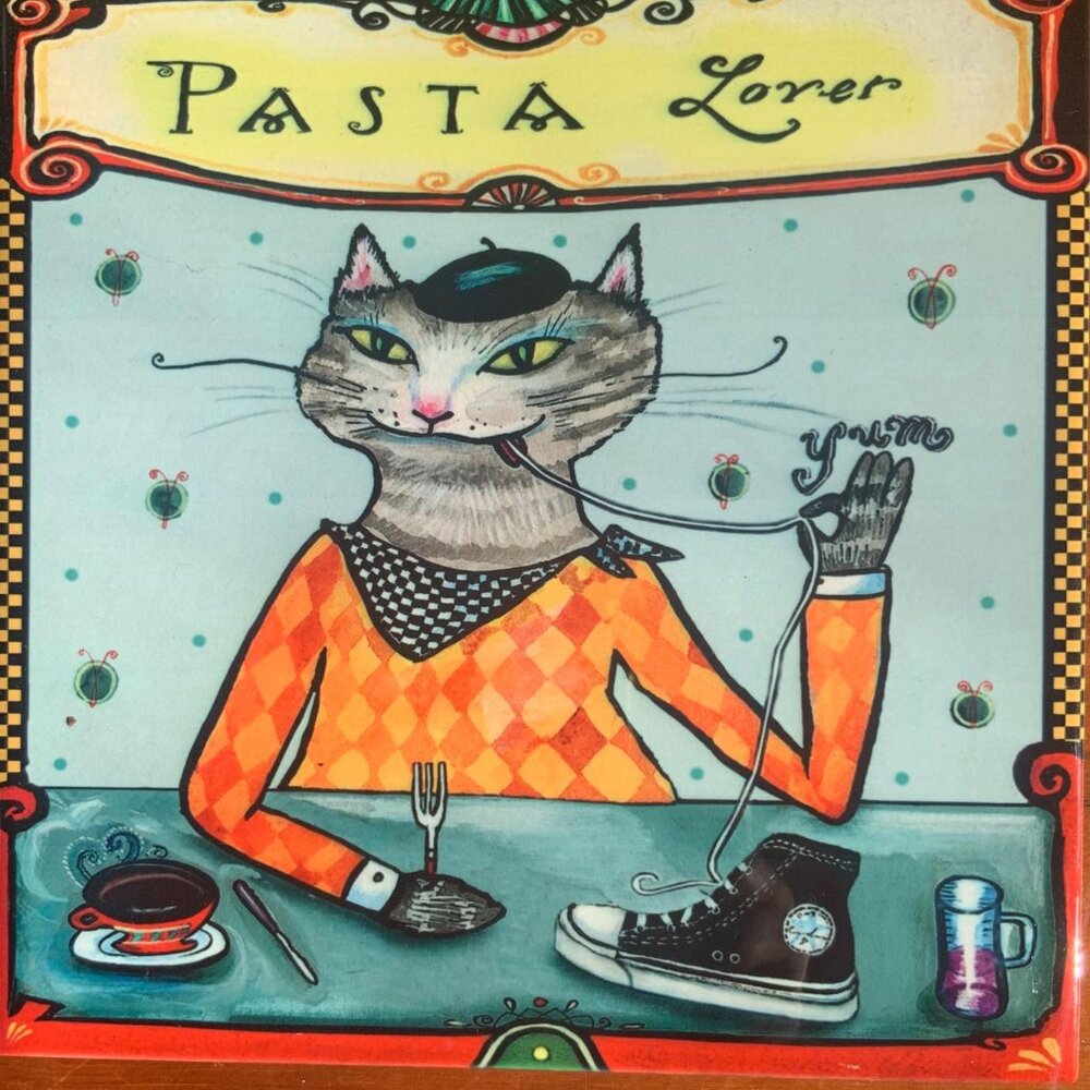 Pasta lover ceramic tile trivet or wall artr 8x8"